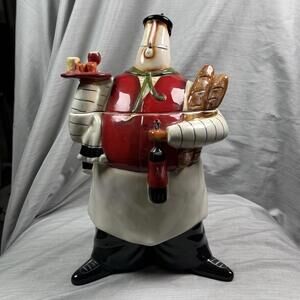 Vintage Certified International Jennifer Garant Paris Chef Ceramic Cookie Jar